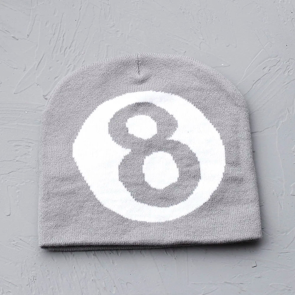 Lucky Number 8 Embroidered Beanie Hat