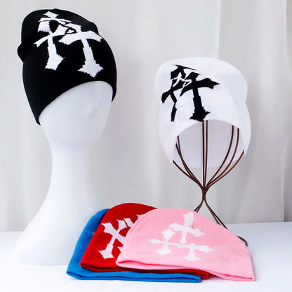 Cartoon Cross Knitted Beanie Hat