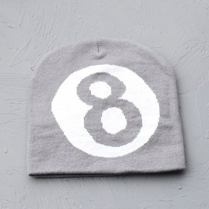 Lucky Number 8 Embroidered Beanie Hat