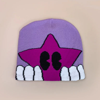 Cartoon Star Knitted Beanie Hat