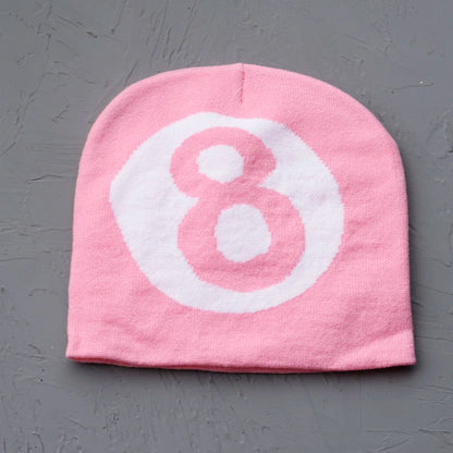 Lucky Number 8 Embroidered Beanie Hat