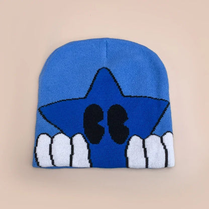 Cartoon Star Knitted Beanie Hat