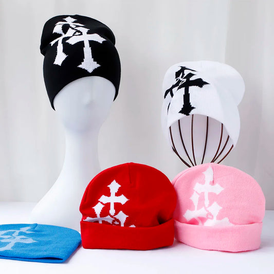 Cartoon Cross Knitted Beanie Hat