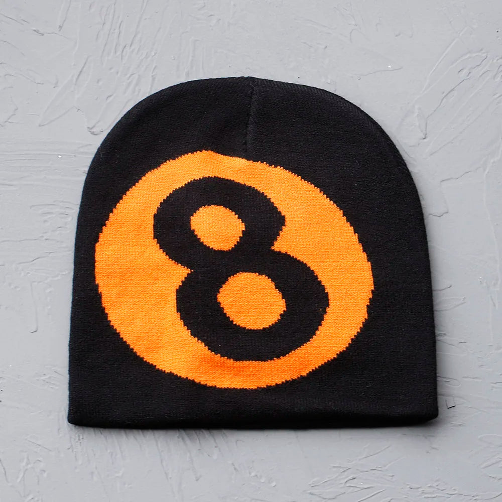 Lucky Number 8 Embroidered Beanie Hat
