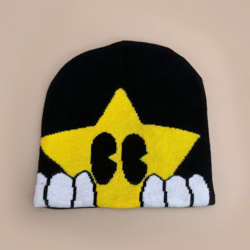 Cartoon Star Knitted Beanie Hat
