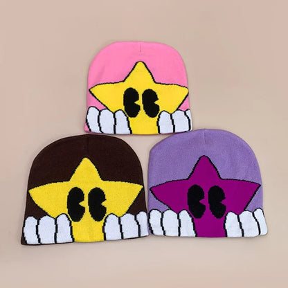 Cartoon Star Knitted Beanie Hat