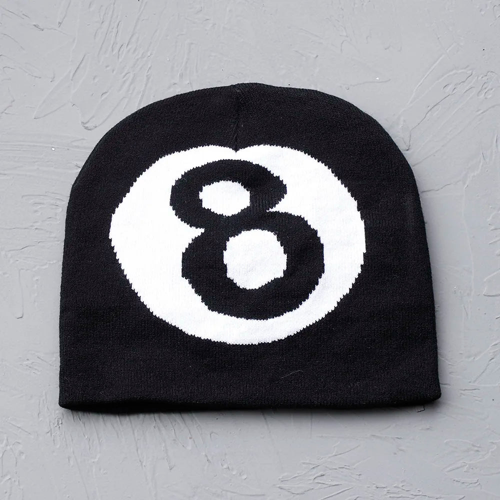 Lucky Number 8 Embroidered Beanie Hat