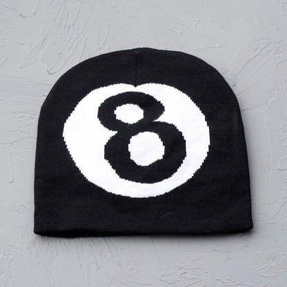 Lucky Number 8 Embroidered Beanie Hat