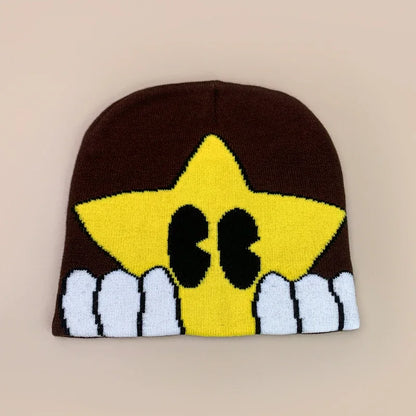 Cartoon Star Knitted Beanie Hat