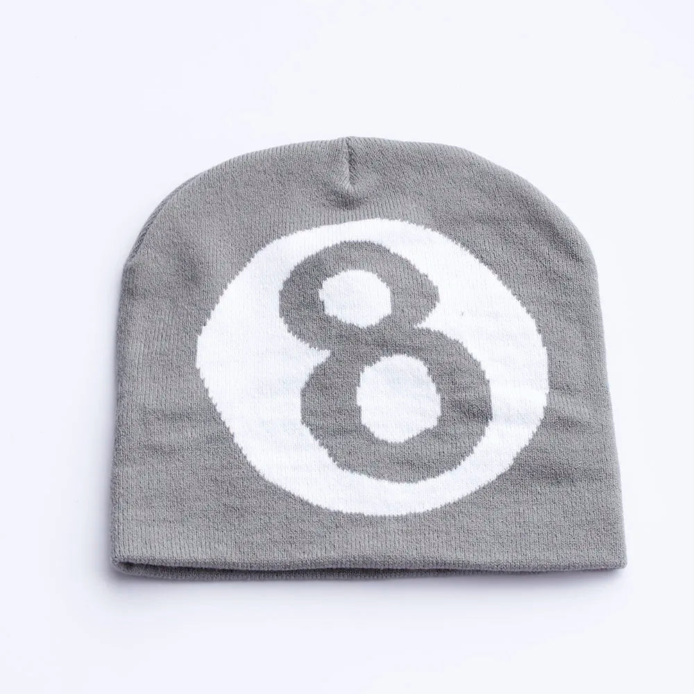 Lucky Number 8 Embroidered Beanie Hat