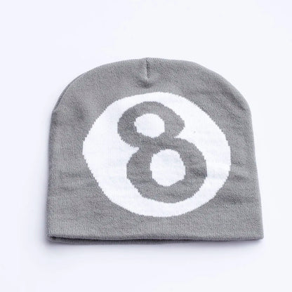 Lucky Number 8 Embroidered Beanie Hat