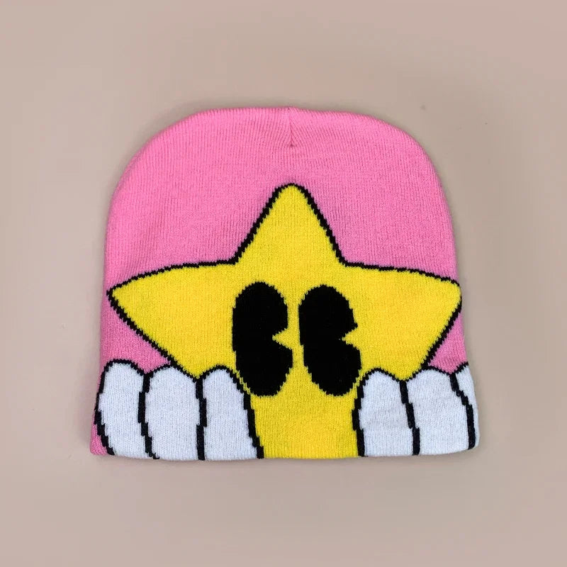 Cartoon Star Knitted Beanie Hat