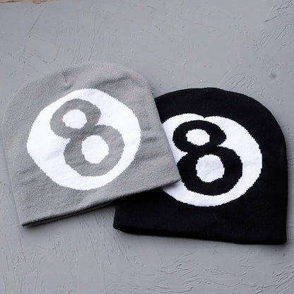 Lucky Number 8 Embroidered Beanie Hat