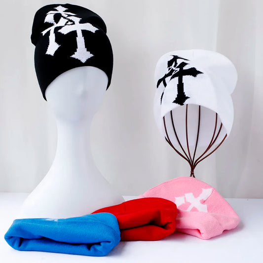 Cartoon Cross Knitted Beanie Hat