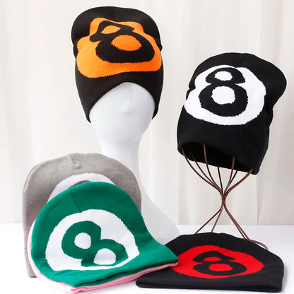 Lucky Number 8 Embroidered Beanie Hat
