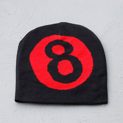 Lucky Number 8 Embroidered Beanie Hat