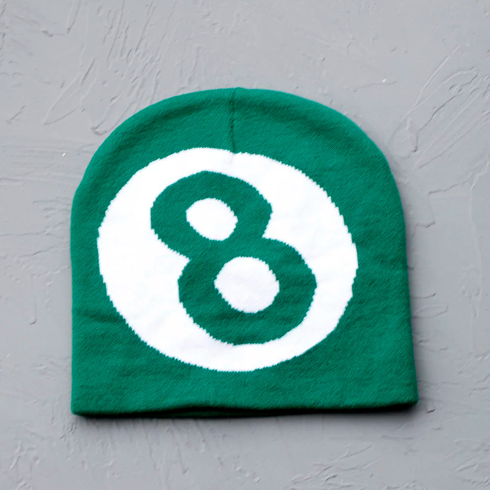 Lucky Number 8 Embroidered Beanie Hat