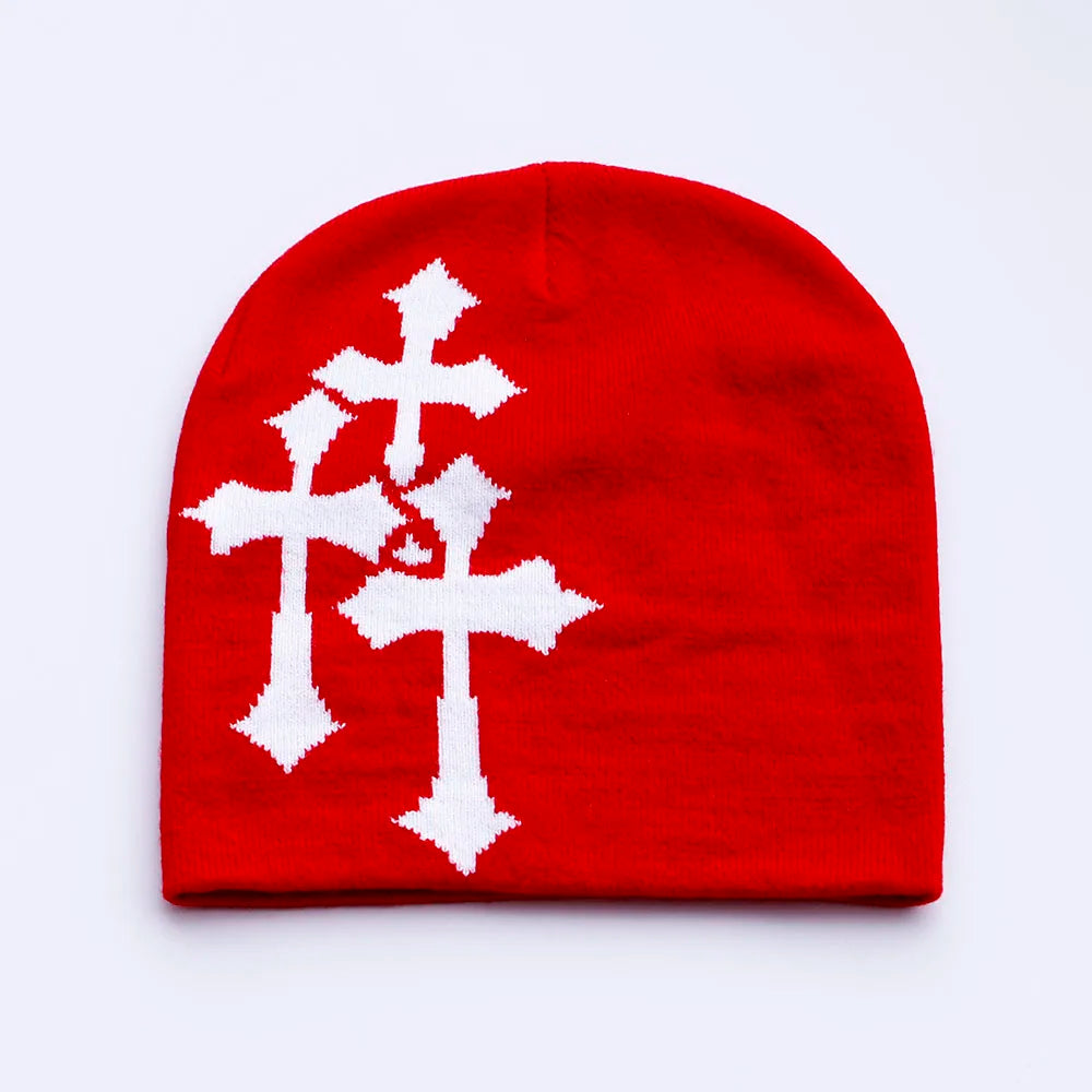 Cartoon Cross Knitted Beanie Hat
