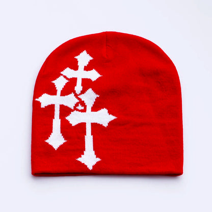 Cartoon Cross Knitted Beanie Hat