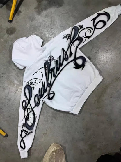 Gothic Pattern Oversized Pullover Hoodie